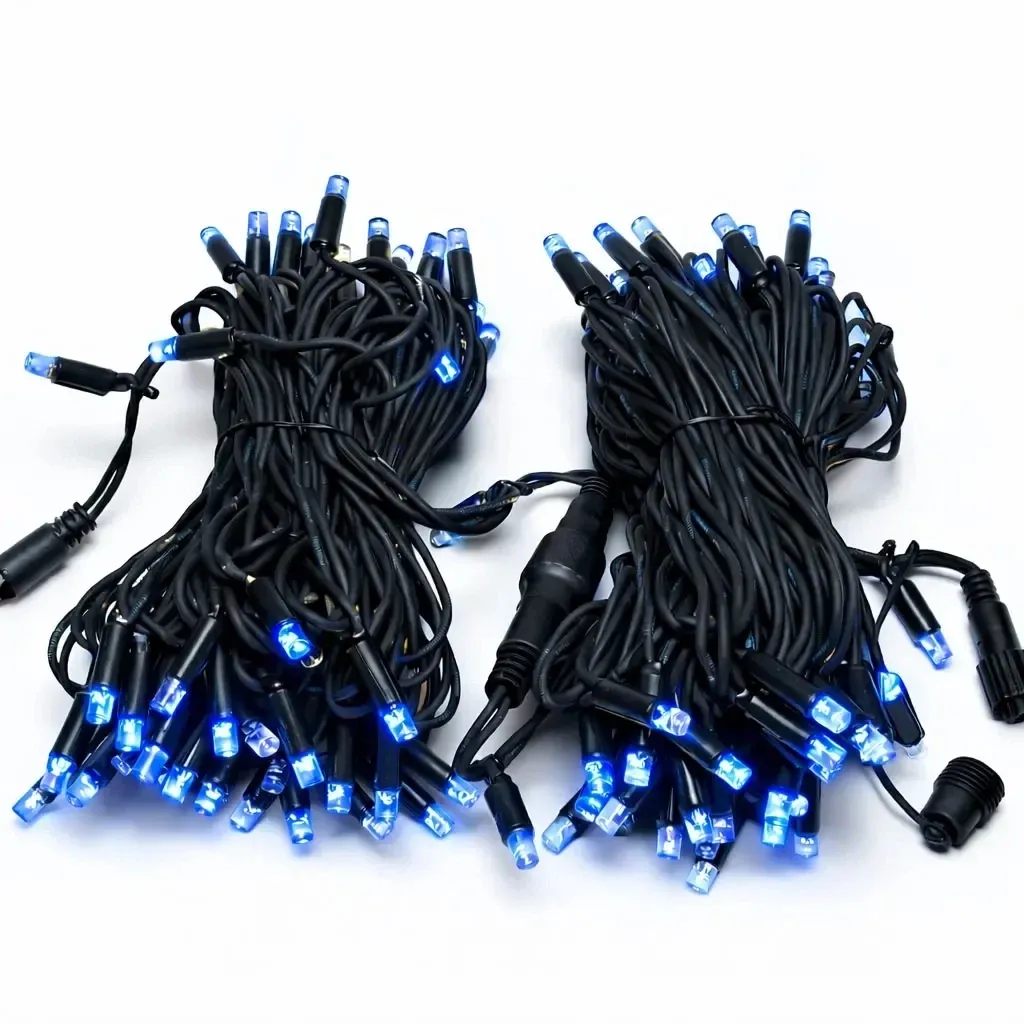 Easy Fix LED-Lichterkette, 20 m, für den Außenbereich, blau, 120 LEDs, schwarzes Kabel, IP67