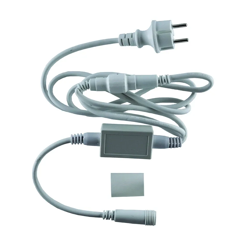 Easy Fix-Stromkabel, für den Außenbereich, 2 m, abnehmbarer AC/DC-Stecker, IP67, weiß