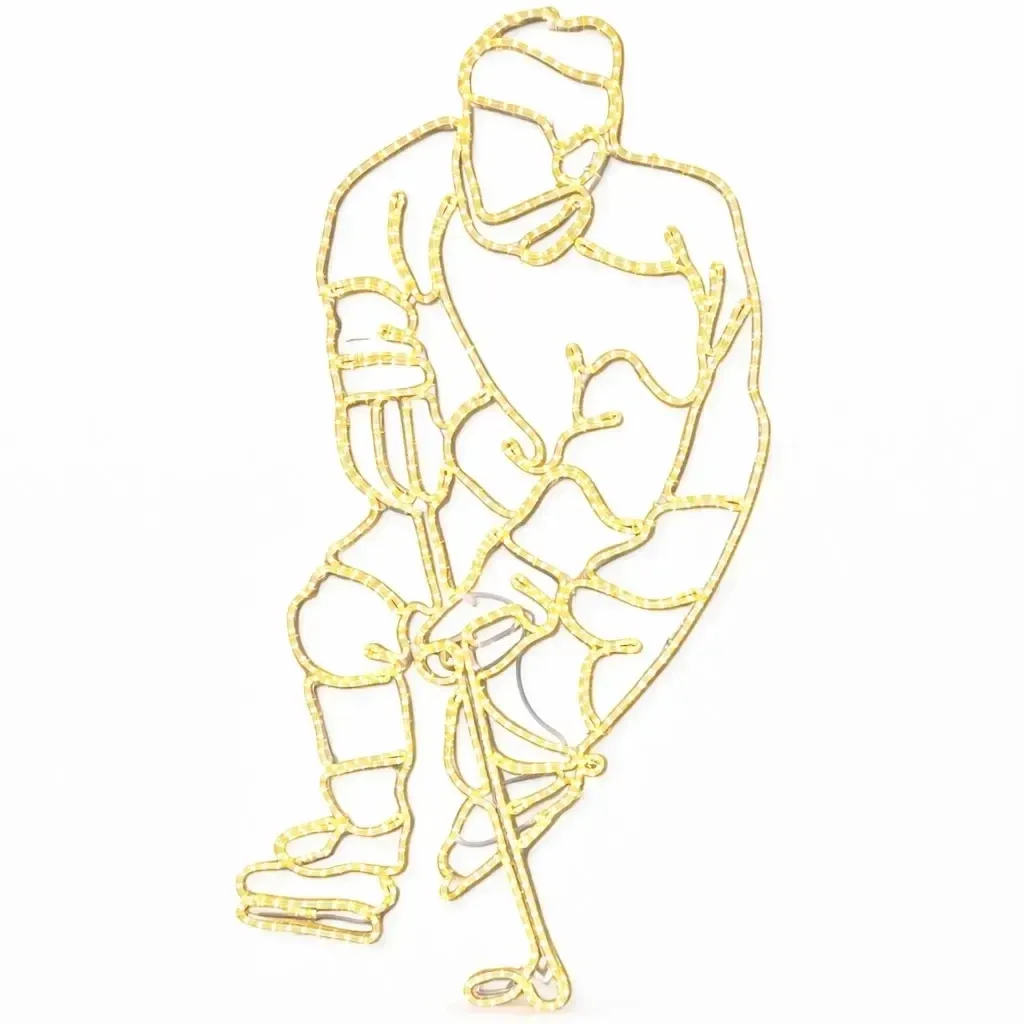 Eco Fix 2D LED Hockeyspieler Lichtdekor, 93 × 231 × 4 cm, warmweiß, hängend, 3D-Druck