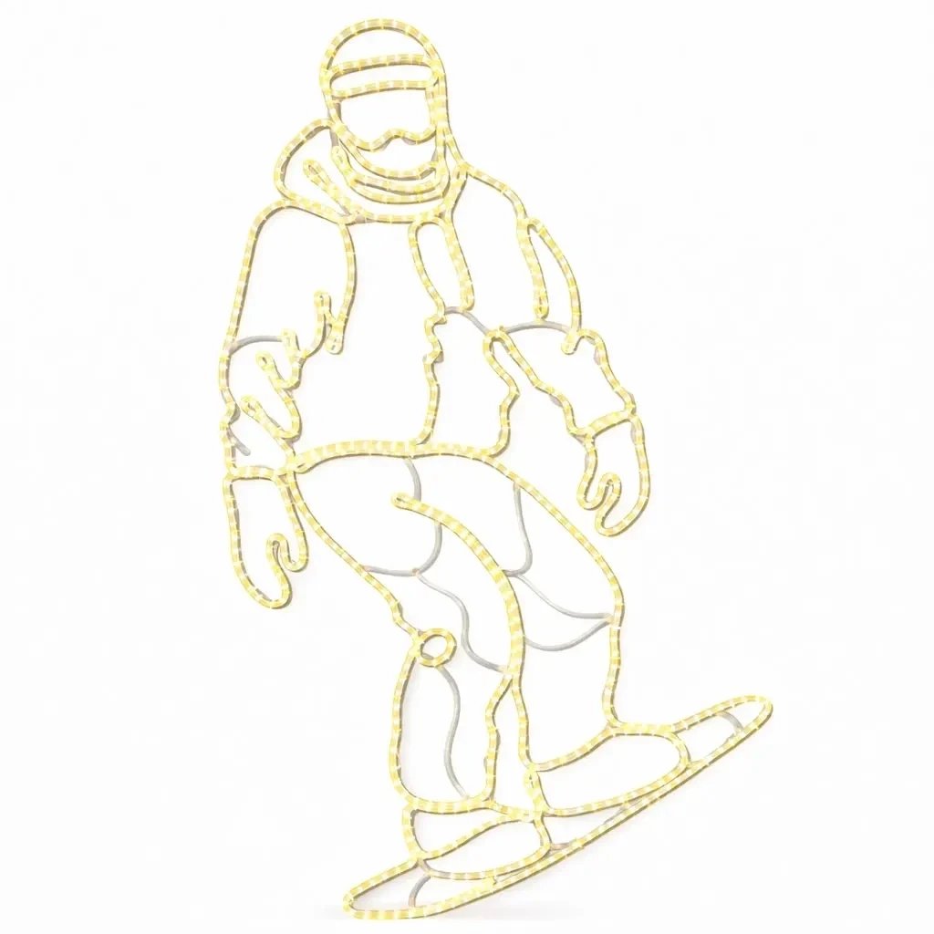 Eco Fix 2D LED-Lichtdekor Snowboarder, 120 × 230 × 4 cm, warmweiß, hängend, 3D-Druck