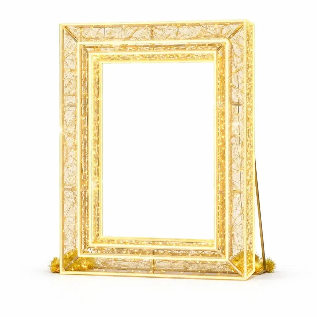 Eco Fix 3D LED-Lichtbilderrahmen, stehender Fotopunkt, 170 × 230 × 20 cm, warmweiß, Aluminium