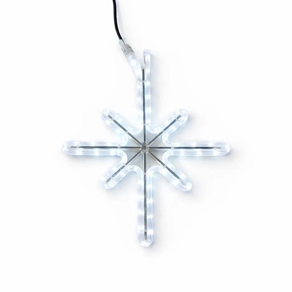 Easy Fix 2D LED-Sternleuchte Polaris II, 45 × 55 cm, eisweiß, hängend, Aluminium