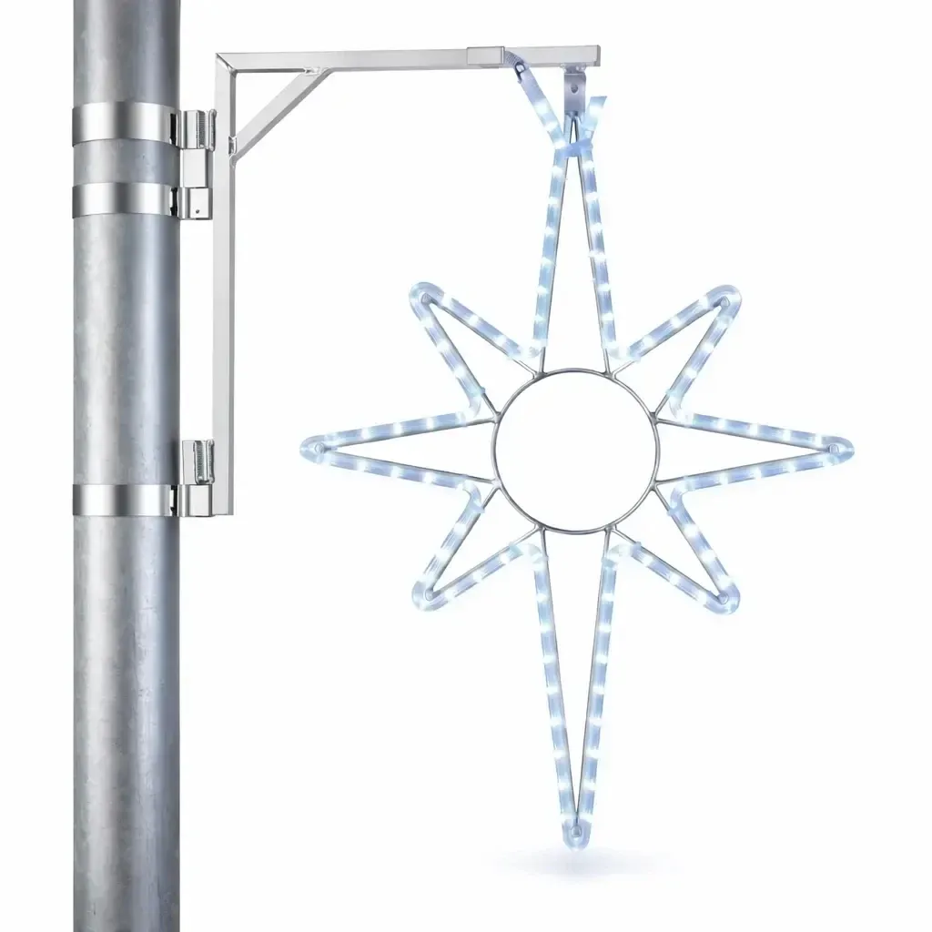 Easy Fix 2D LED-Sternleuchte für die öffentliche Beleuchtung, 39 × 51 cm, eisweiß, Aluminium
