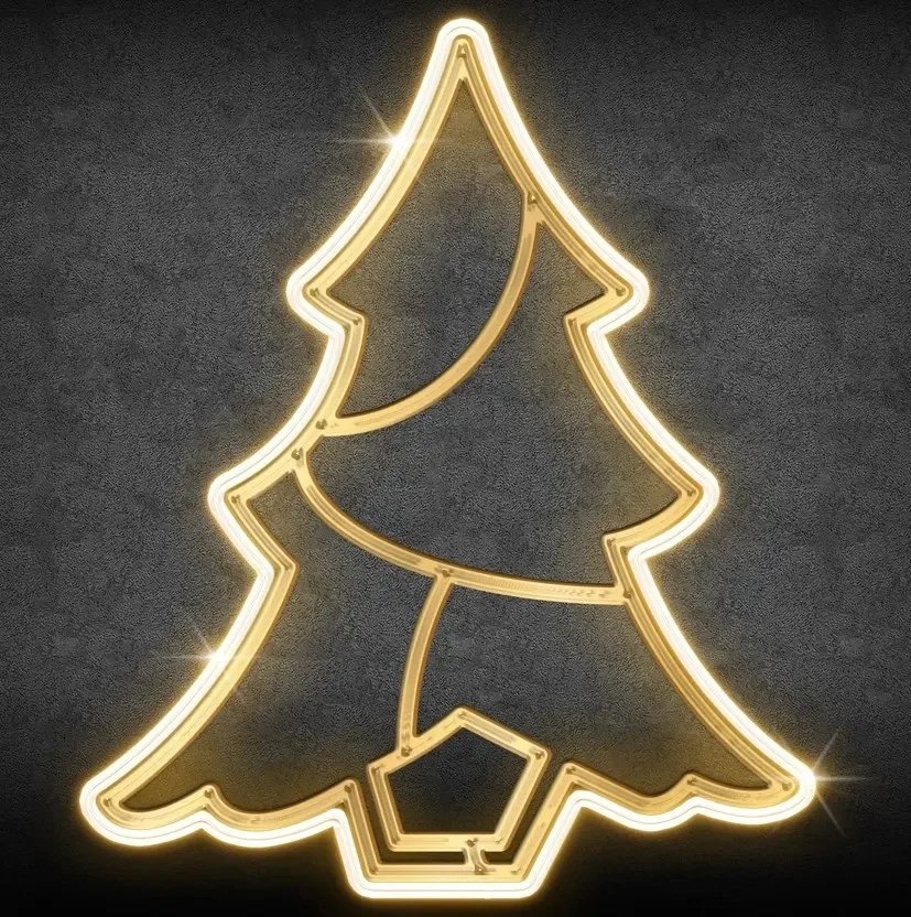 Easy Fix 2D-LED-Lichtbaum, zum Aufhängen, 52 × 62 × 2 cm, warmweiß, 3D-Druck, IP67