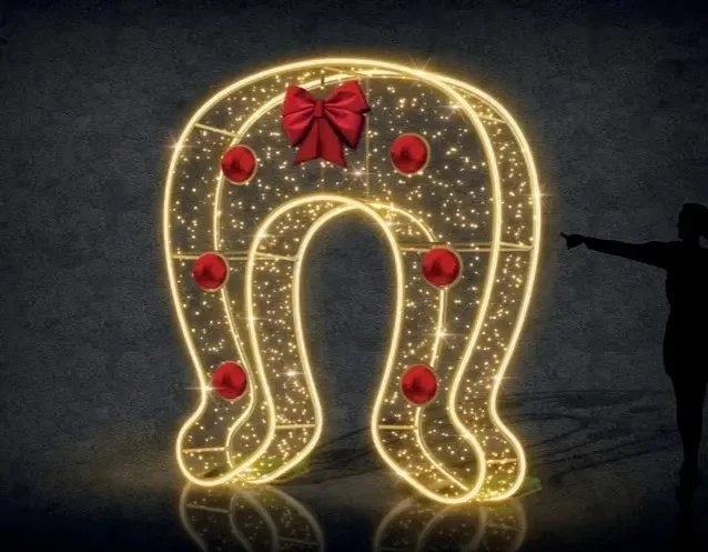Eco Fix 2D LED-Glückshufeisenleuchte, durchgehend, 276 × 310 × 99 cm, warmweiß, Aluminium
