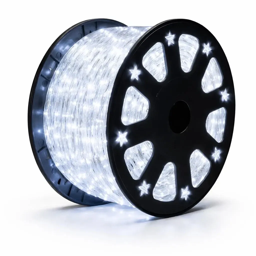 PRODUKT_Easy Fix LED-Lichterkette für den Außenbereich, 100 m, eisweiß mit FLASH, 3000 LEDs, IP44, Spule – Preis ändern