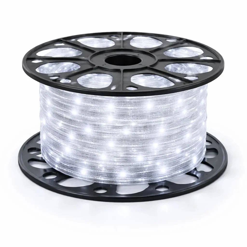 Easy Fix LED-Lichtschlauch für den Außenbereich, 30 m, eisweiß, 24 V, 900 LEDs, transparenter Schlauch, IP44, Spule – PREIS ANPASSEN