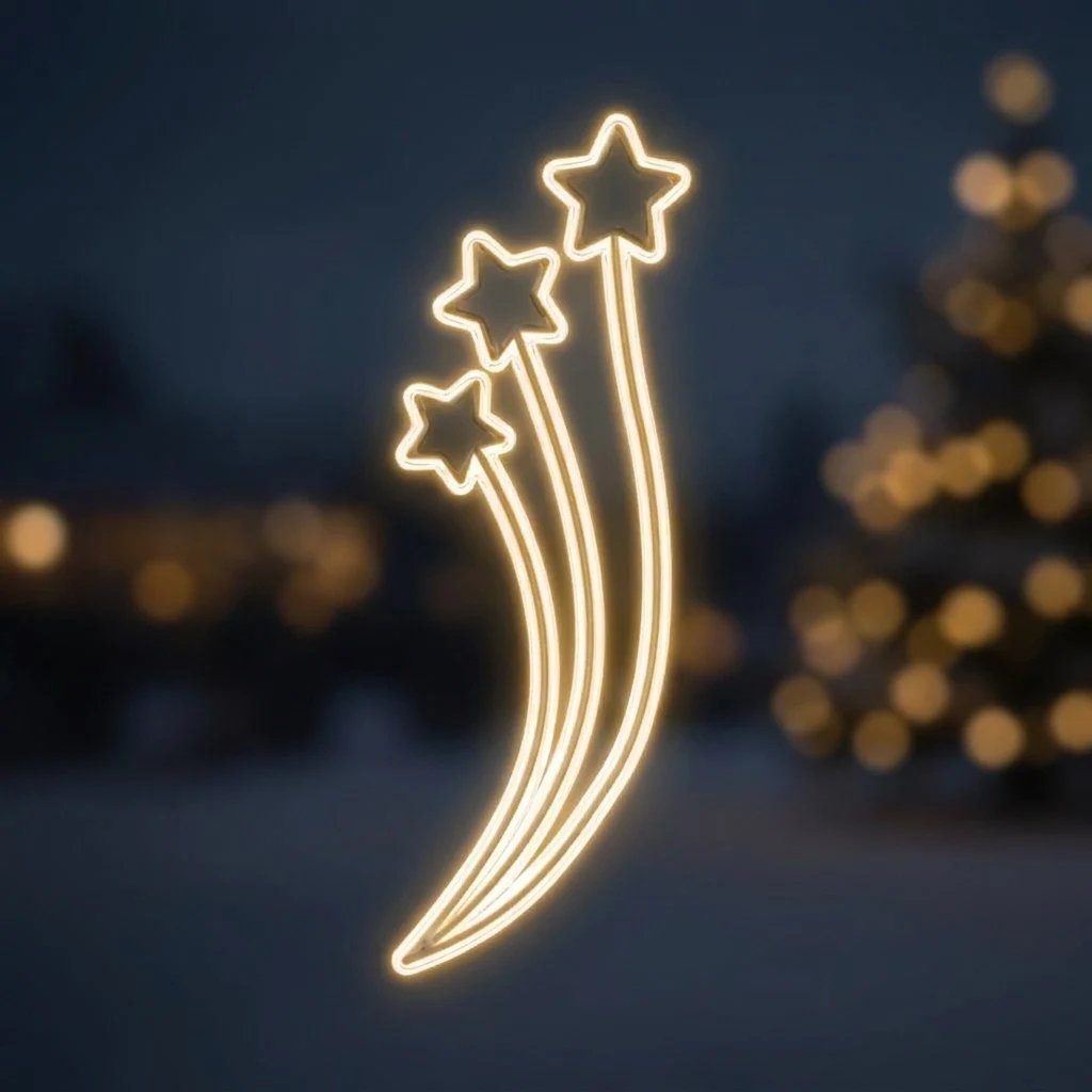 Easy Fix 2D LED-Sternmotivleuchte, 70 × 160 cm, warmweiß, Dekor für öffentliche Beleuchtung, Aluminium