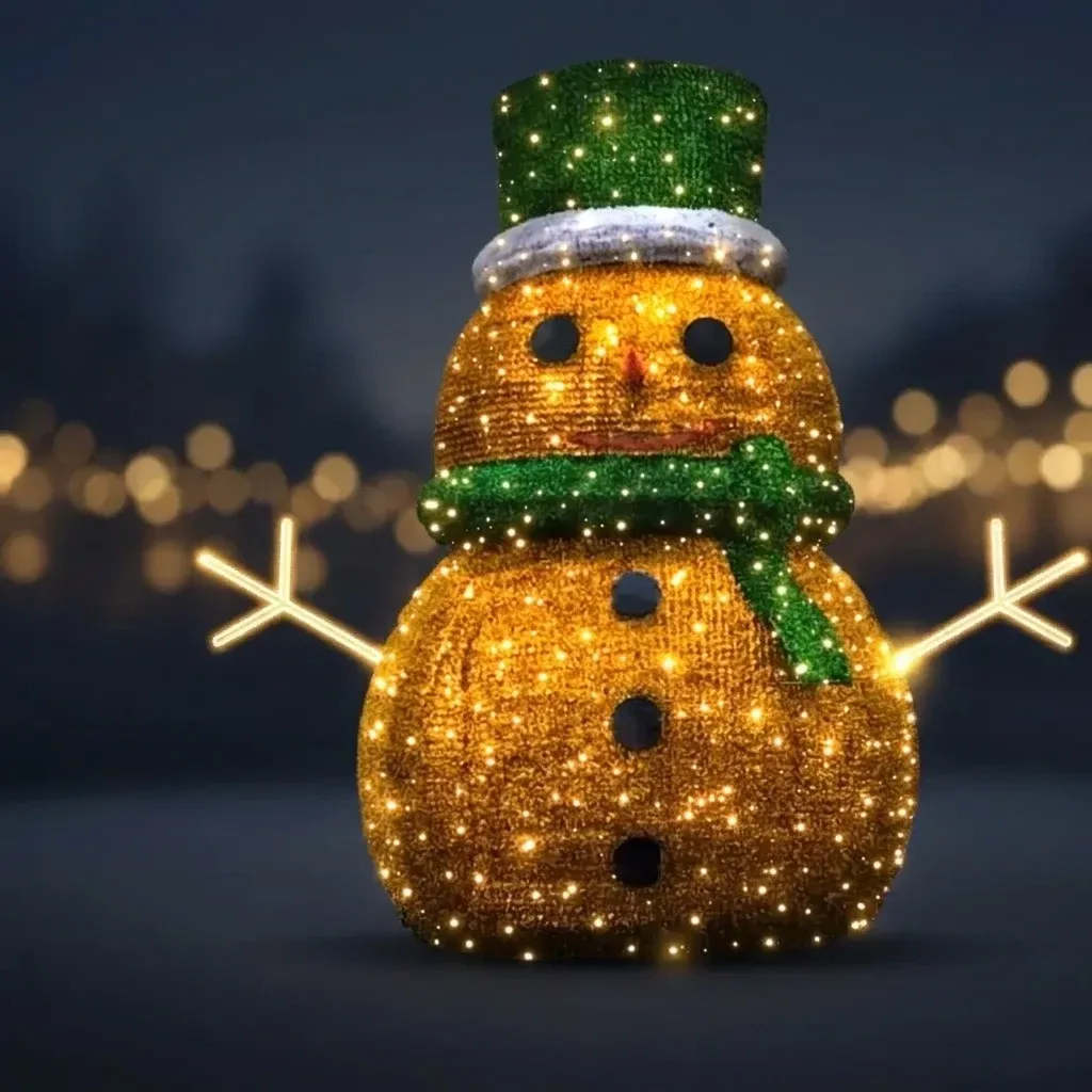 Eco Fix 3D-LED-Schneemann-Leuchte, 600 × 240 cm, warmweiß, Aluminium