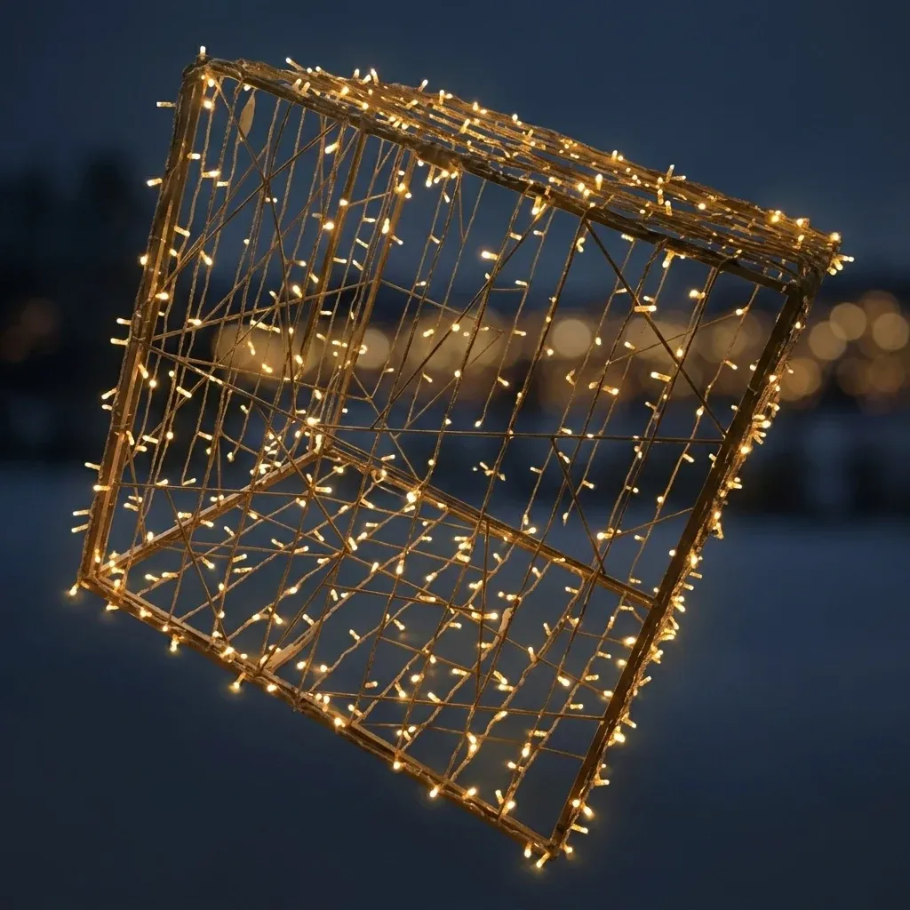 3D-LED-Lichtgeschenk mit Schleife, 130 × 120 cm, warmweiß, Aluminium