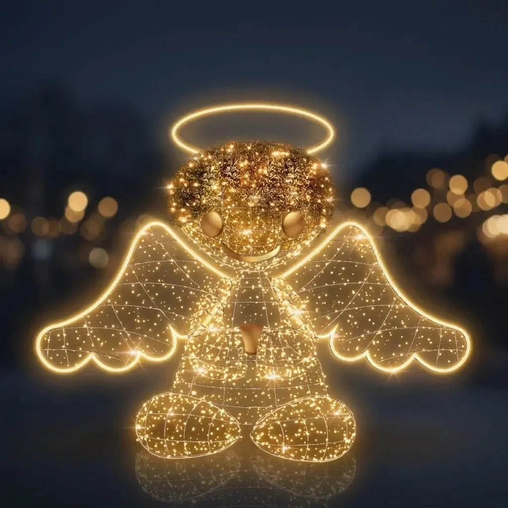 3D LED-Lichtengel, 160 cm, warmweiß mit Flash, Aluminium