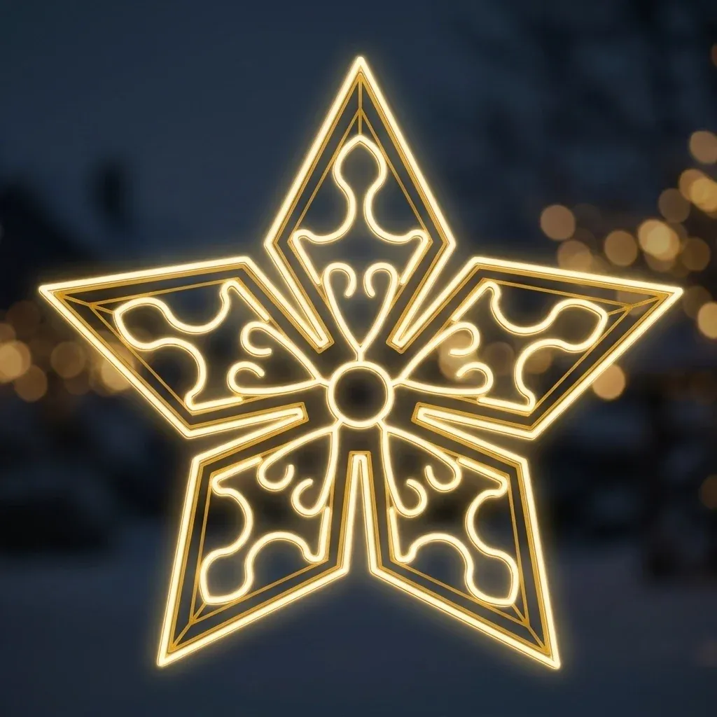 Easy Fix 2D LED-Leuchtstern Star Anis VII. mit Ornamenten, hängend, Ø 300 cm, Aluminium