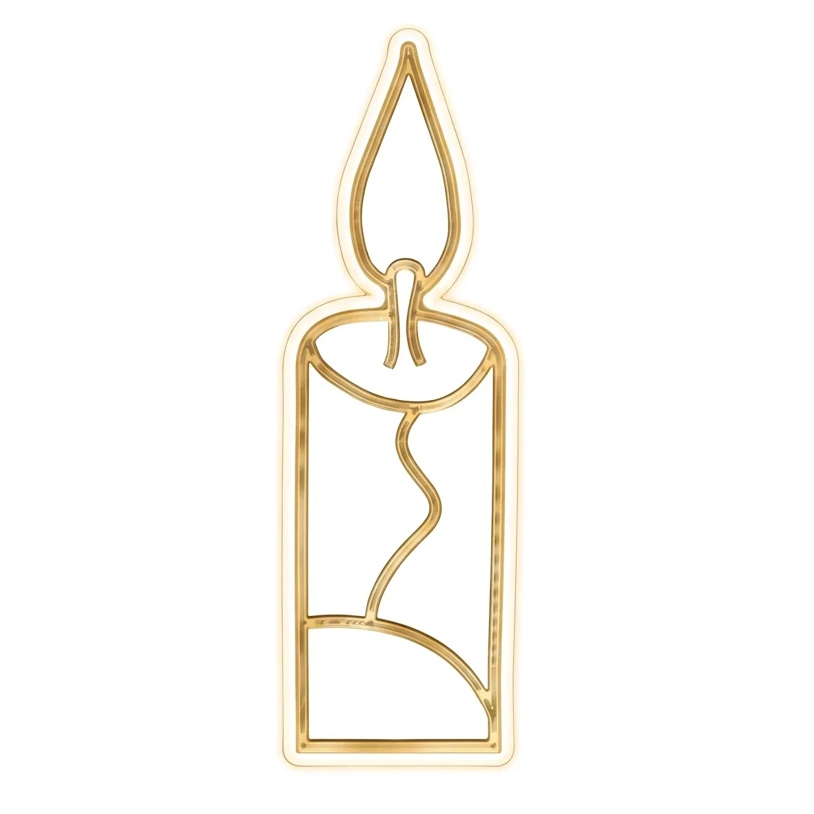Easy Fix 2D-LED-Lichtkerze, zum Aufhängen, 24,5 × 78 × 2 cm, warmweiß, goldfarben, 3D-Druck, IP67