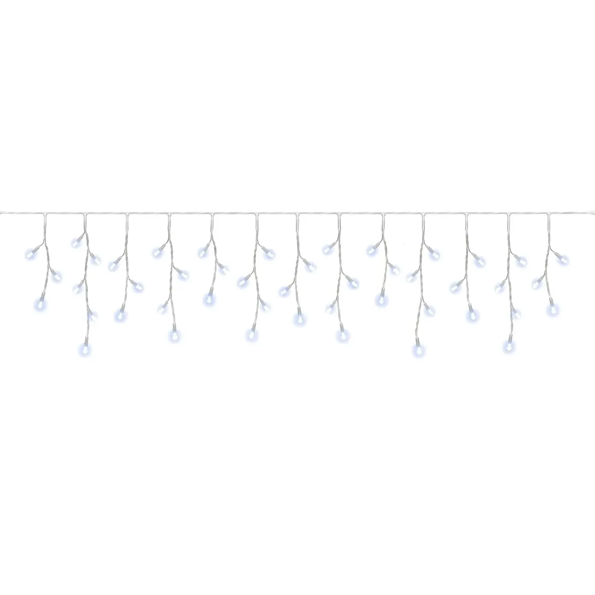 Easy Fix LED-Eiszapfen für den Außenbereich, beleuchtet, 300 × 50 cm, eisweiß, 114 LEDs, weißes Kabel, IP67, Verlängerungskabel