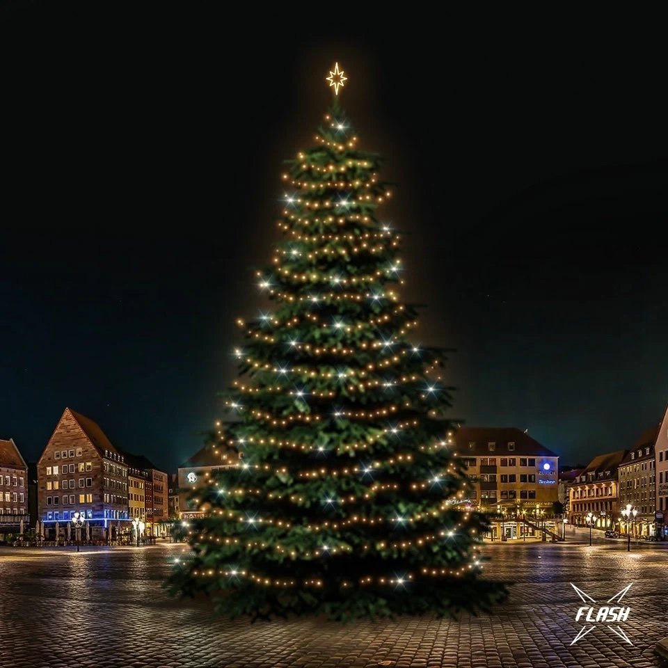 LED-Licht-Set für Weihnachtsbäume 21-23 m hoch, warmweiß mit Flash