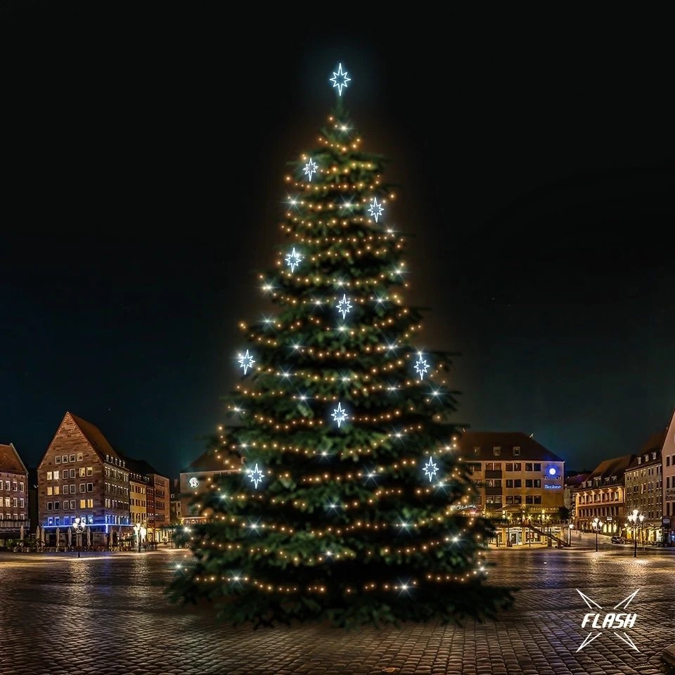 LED-Lichtset für Weihnachtsbäume 21-23 m hoch, warmweiß mit Flash, Eisdekoration DZ141S3