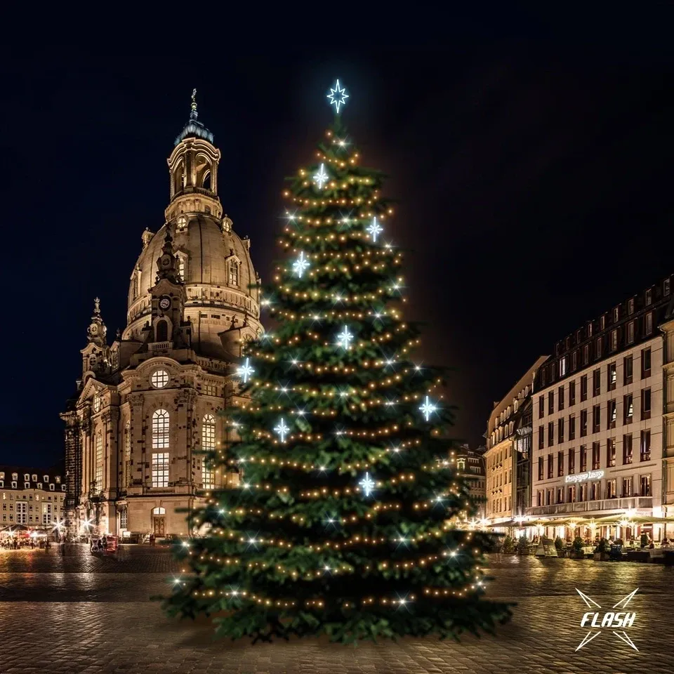 LED-Lichtset für Weihnachtsbäume 18-20 m hoch, warmweiß mit Flash, Eisdekoration DZ113S4