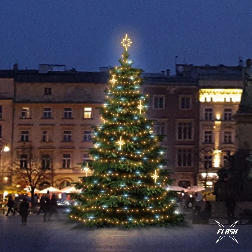 LED-Lichtset für Weihnachtsbäume 9-11 m hoch, warmweiß mit Flash, Dekore DZ113WS3