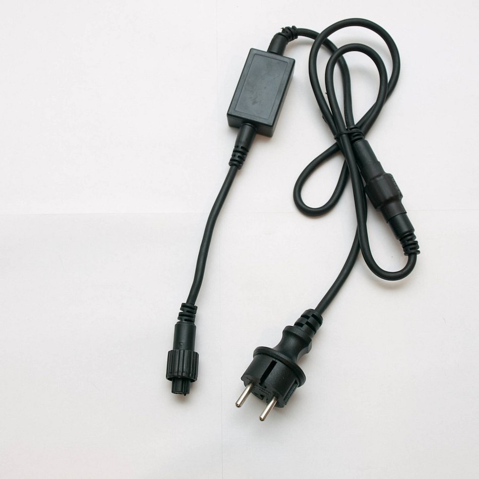 Easy Fix-Stromkabel, für den Außenbereich, 2 m, trennbarer AC/DC-Stecker, IP67, schwarz