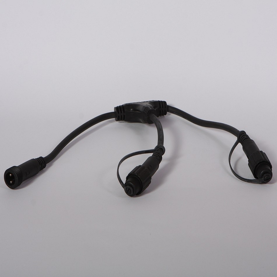 Easy Fix T-Hub, 2 Ausgänge, schwarz, IP67
