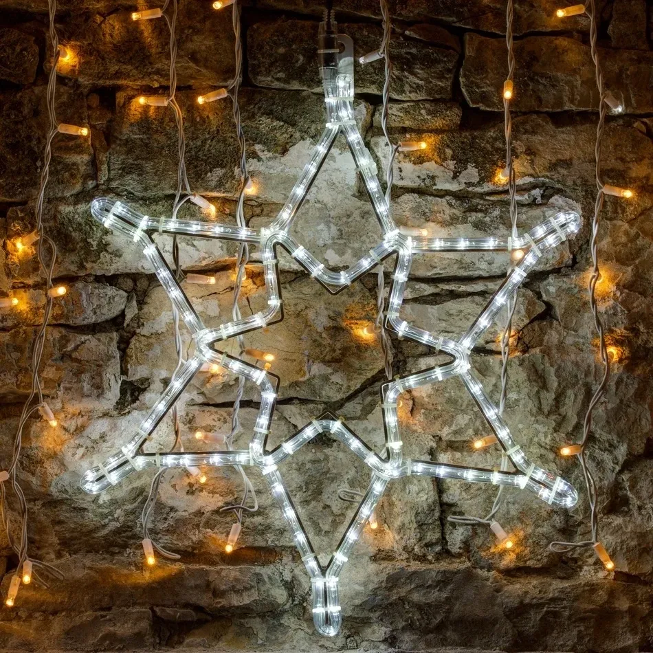 Easy Fix 2D LED-Lichtmotiv - Stern, Ø 60 cm, eisweiß, hängend, Aluminium