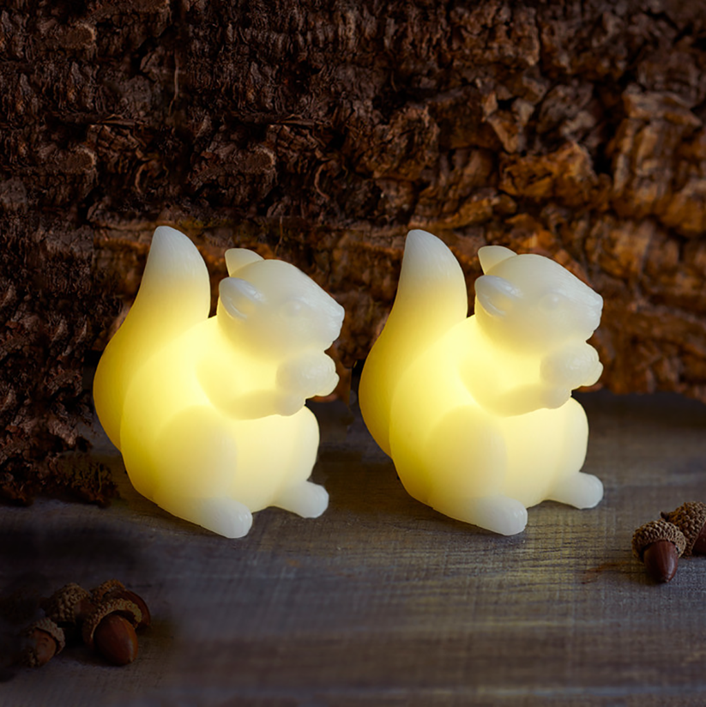 LED-Kerze Eichhörnchen, weiß, 2er-Set, 9 cm