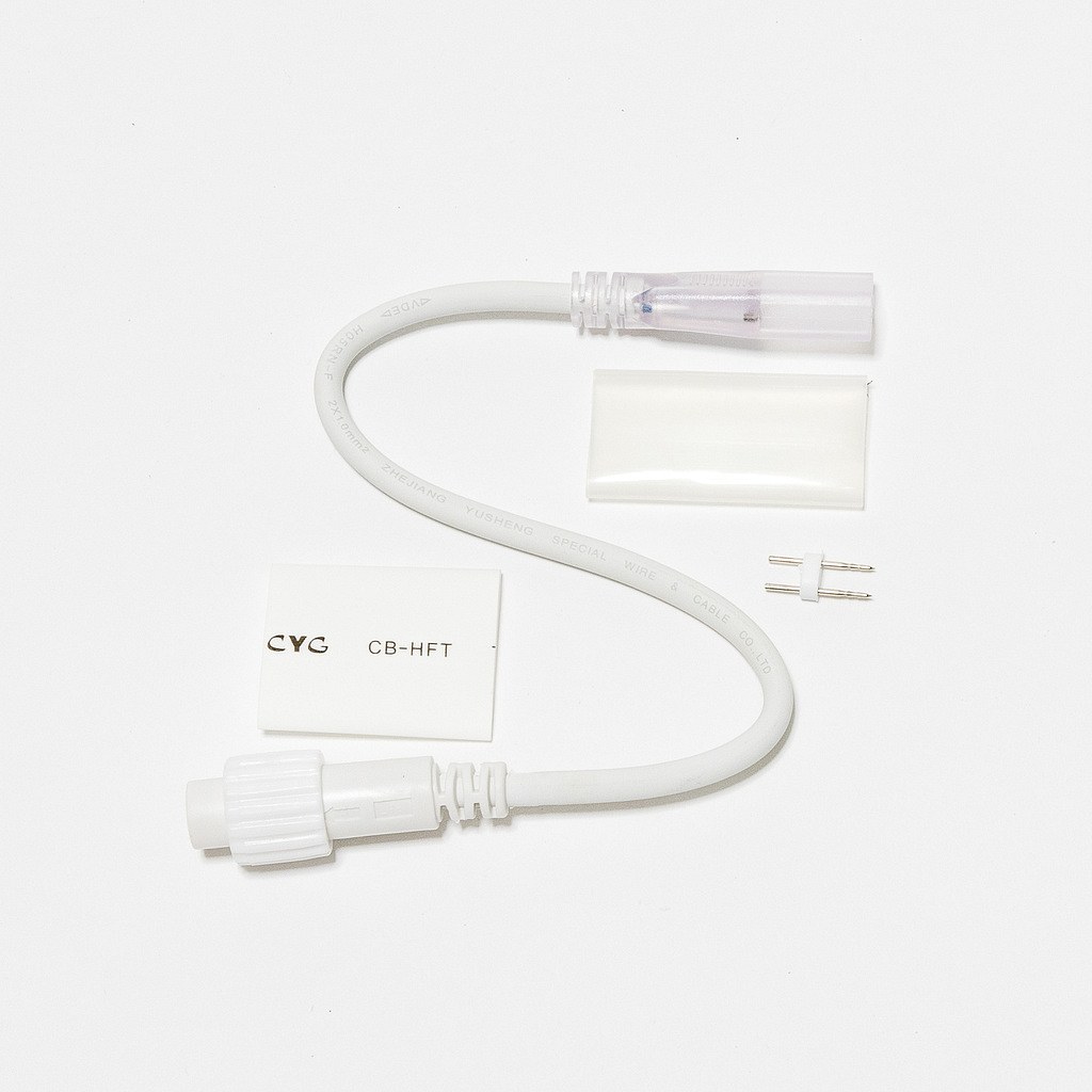 Verlängerungskabel für doppelseitige LED Neon, IP67, 230V, 25 cm, weiß, Stecker