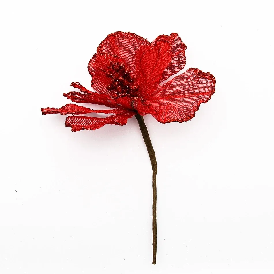Dekoration Kunstblume rot, 20,5 × 17 cm, Garn
