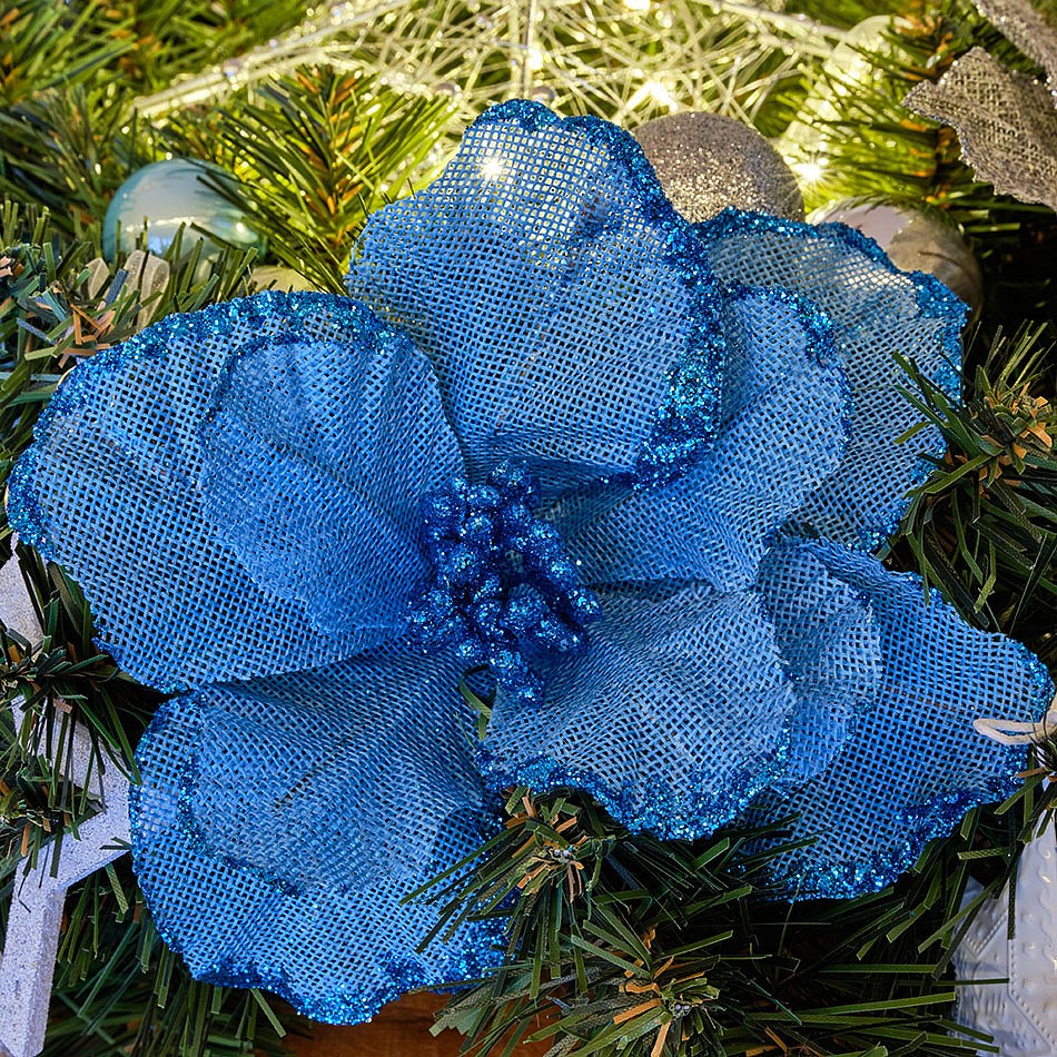 Künstliche Blume 20,5x17cm - hellblau