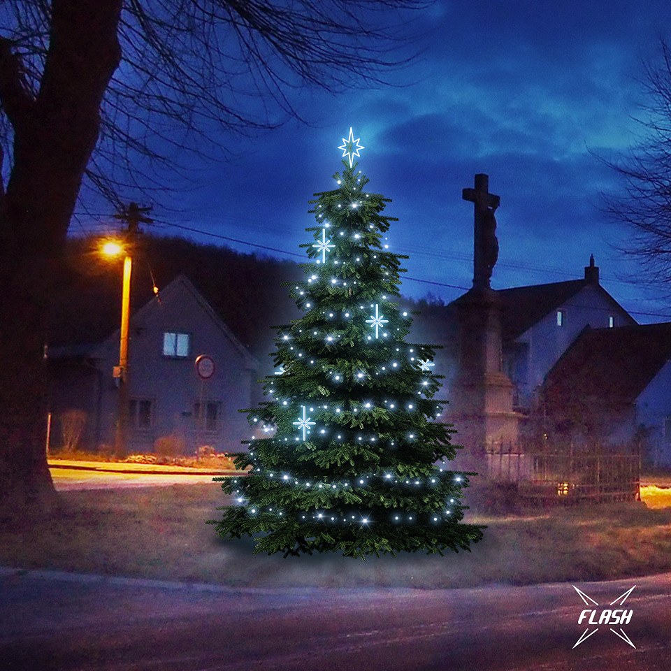 LED-Lichtset für Weihnachtsbäume 3-5 m hoch,  Kaltweiß, Dekorationen