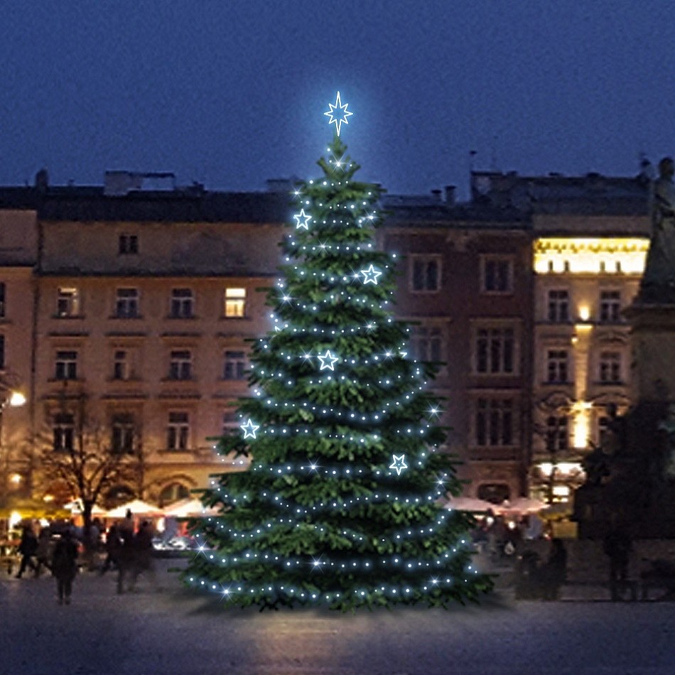 LED-Lichtset für Weihnachtsbäume 6-8 m hoch, eisweiß mit EFD11-Dekoren