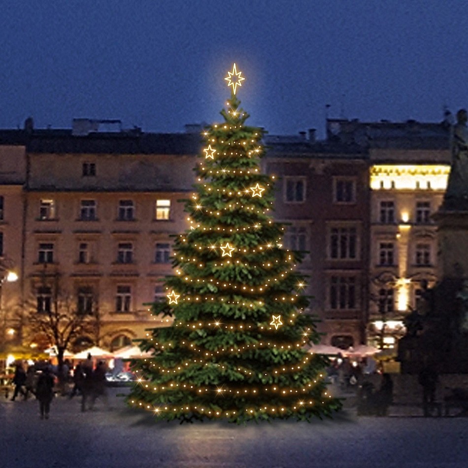 LED-Licht-Set für Weihnachtsbäume 6-8 m hoch, warmweiß mit EFD12W-Dekoren