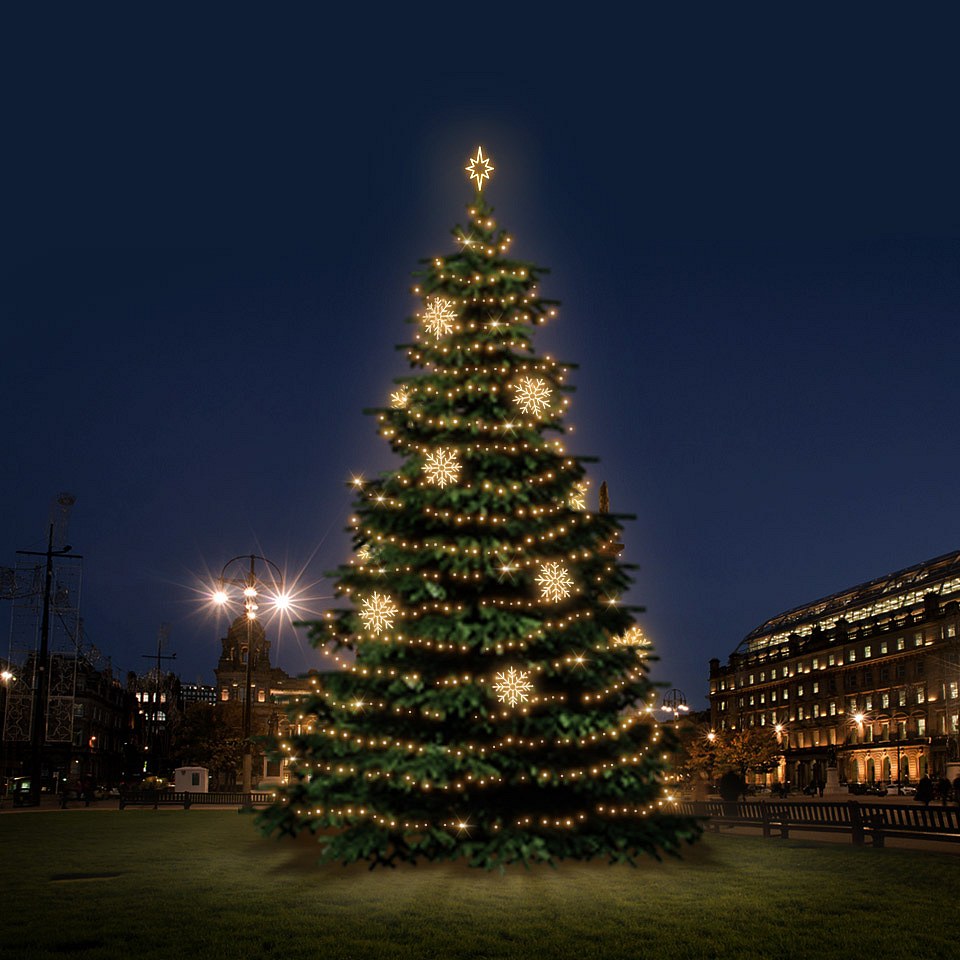 LED-Lichtset für Weihnachtsbäume 12-14 m hoch, Warmweiß, Dekorationen EFD08W