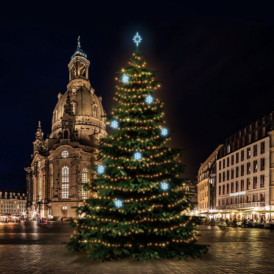 LED-Lichtset für Weihnachtsbäume 18-20 m hoch, warmweiß mit eisweißen Dekoren DZX0EFD01